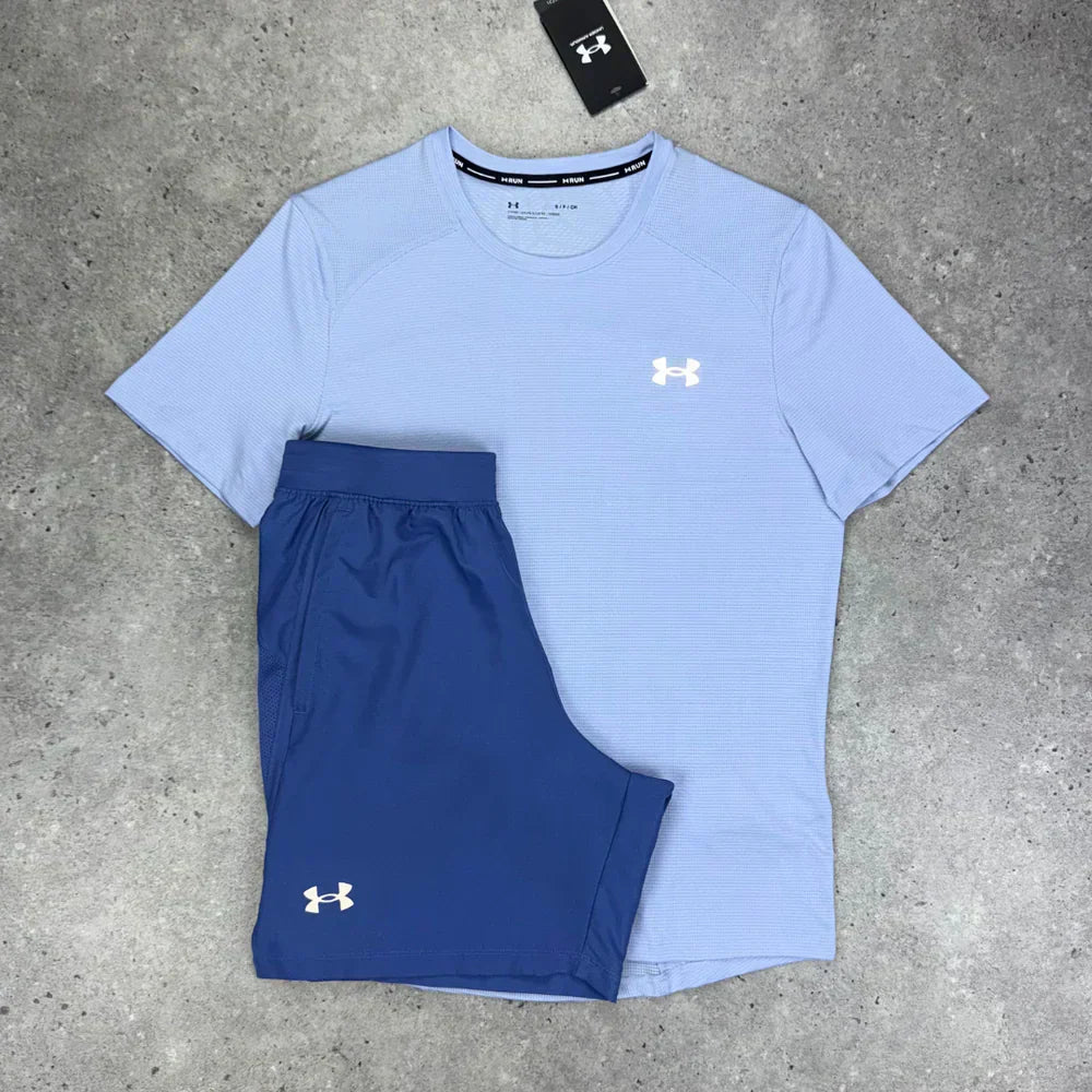 un am short set -lilac/blue