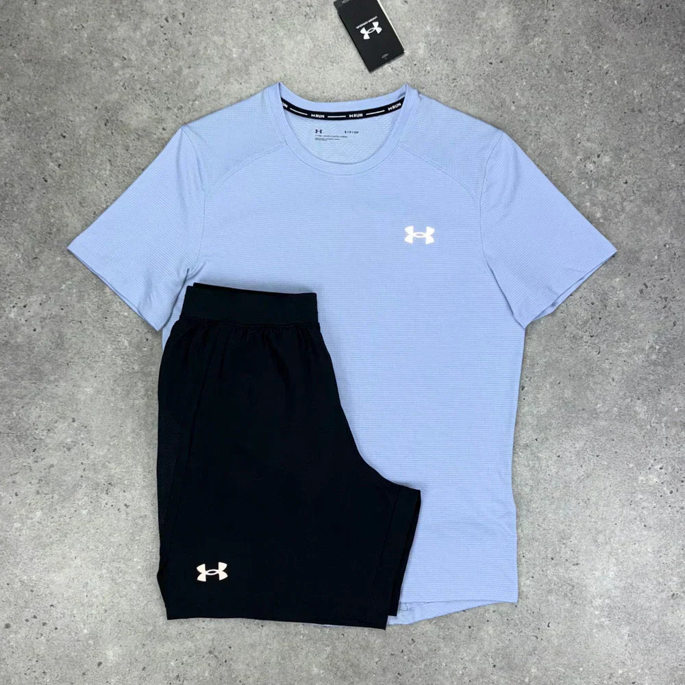 un am short set -lilac/black