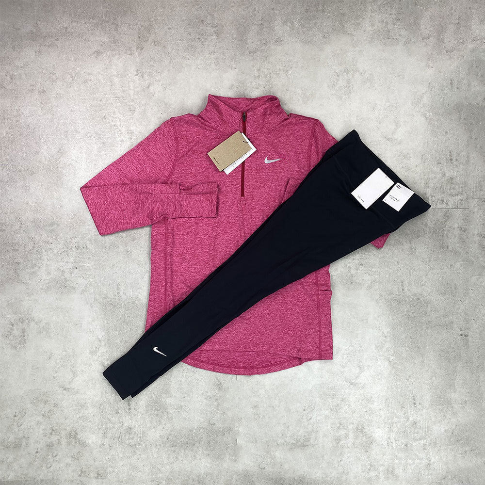 nk element half zip/ leggings pink/ black set women's