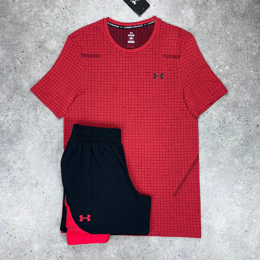 UN ARM SHORT SET - RED/BALCK
